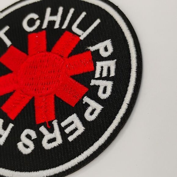 Red Hot Chili PeppeIron On Embroidered Patch Red and White on Black background - Picture 4 of 7